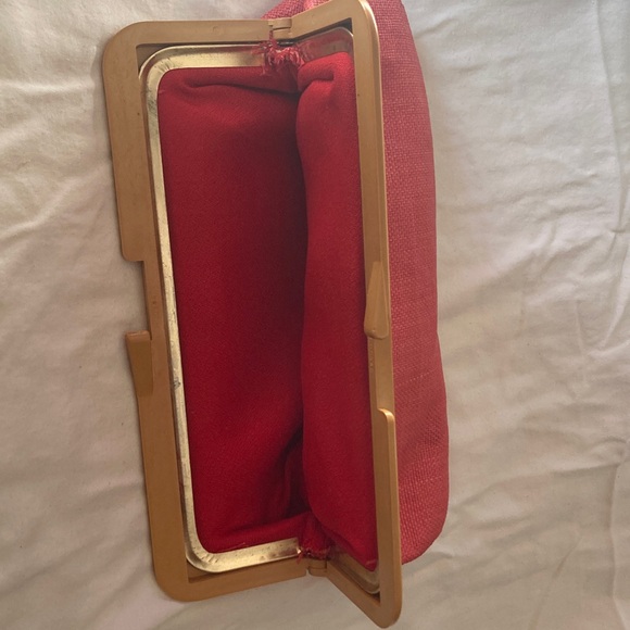 Vintage Straw? Woven Coral Clutch Bag - Picture 2 of 5